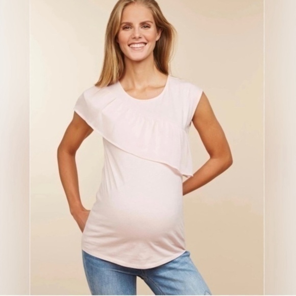 Motherhood Ruffled Pink Maternity
Top Size Large